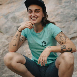 Woman t-shirt: climb more worry less